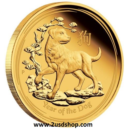 Tiền Xu Vàng Úc Hình Con Chó 2018