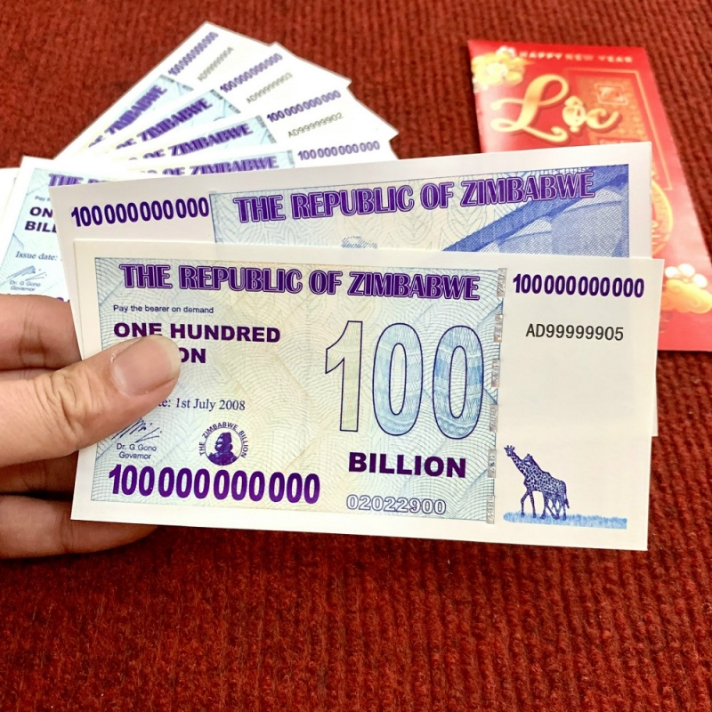 Combo 10 Tờ Tiền 100 Ngàn Tỷ Zimbabwe Tiền Lì Xì Tết